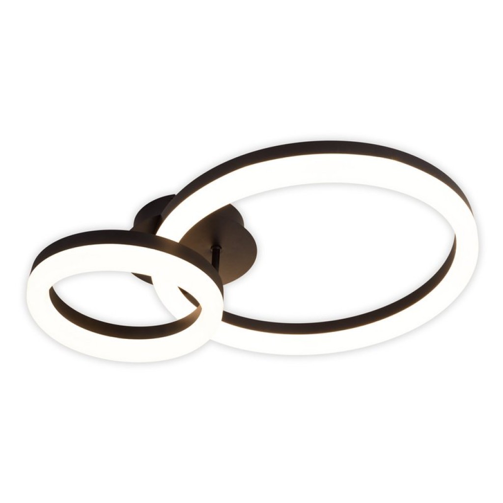 LED CCT ceiling light "Circulo" made of black metal and sand-colored plastic 53 cm long