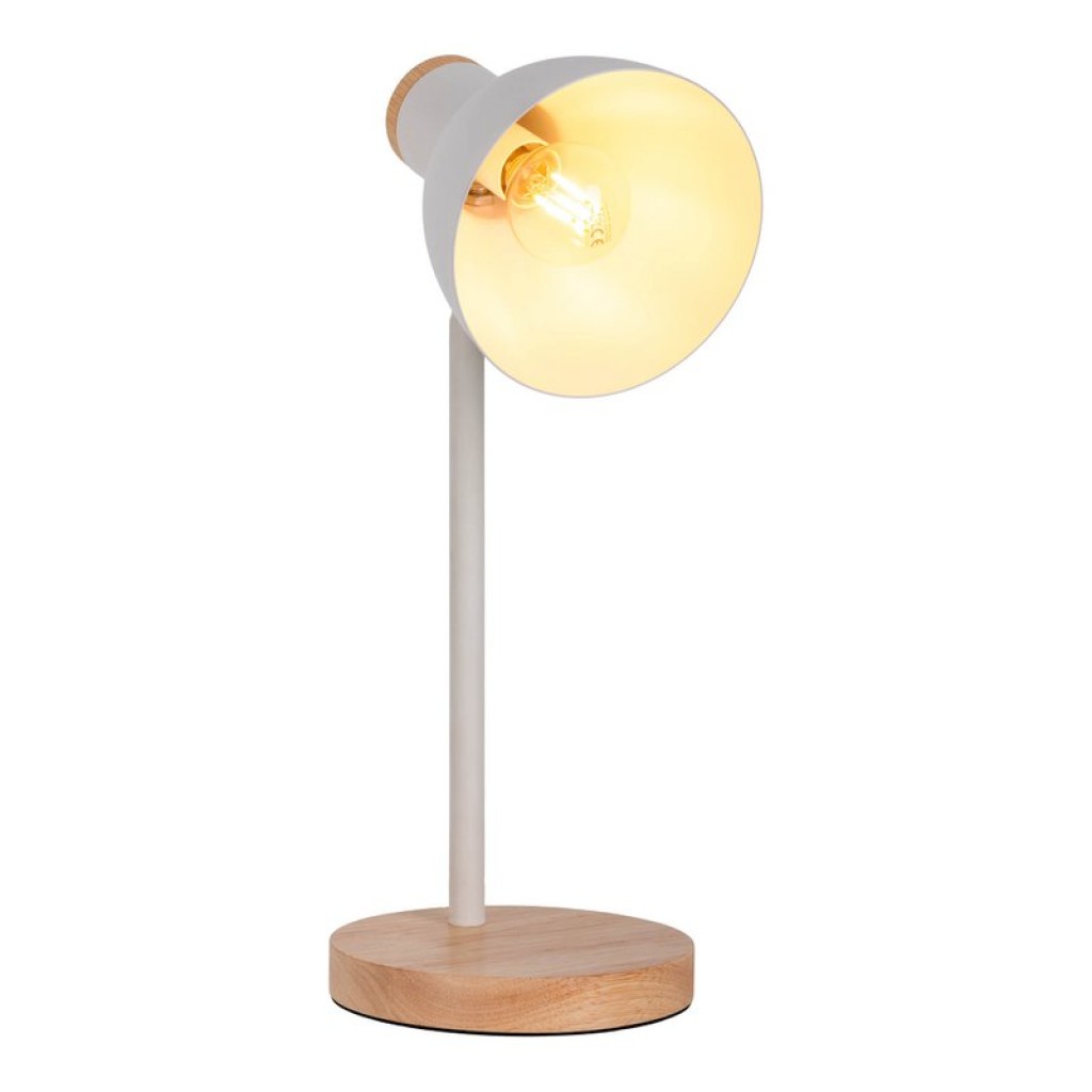 "Marie" desk lamp made of metal and wood, E14, white, 36.5 cm high