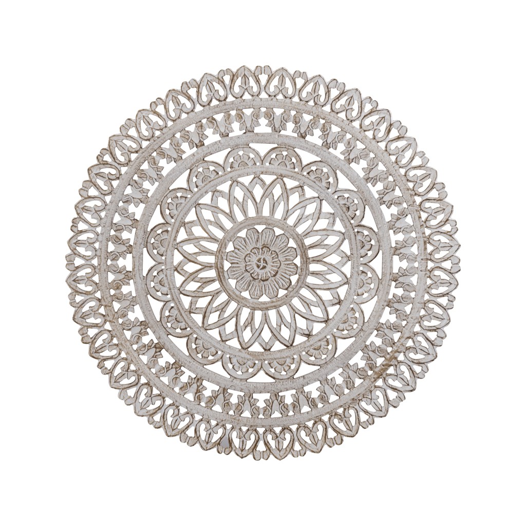 Farris Cream Round Mdf Wall Panel Carved S