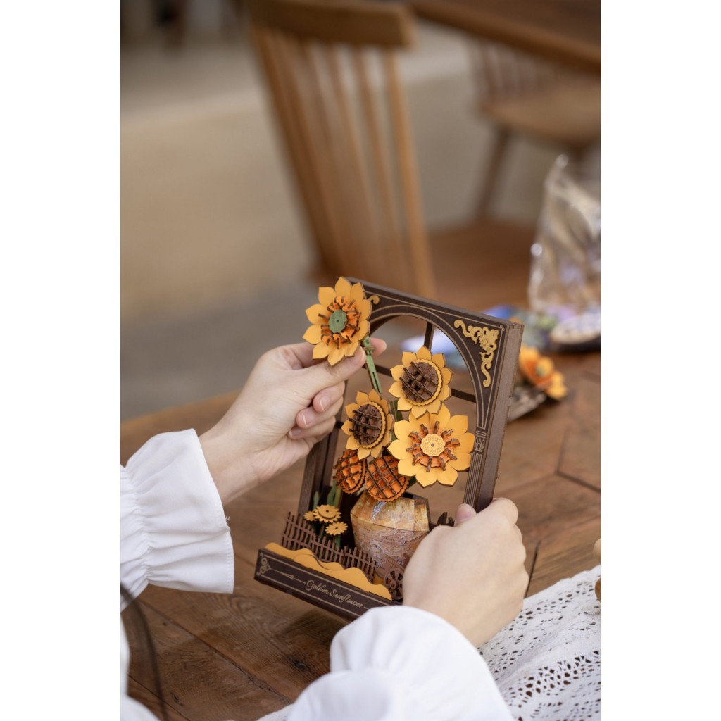 Robotime, 3D Houten Puzzel, Golden Sunflower, TH002, 16,5x8X21,5 cm