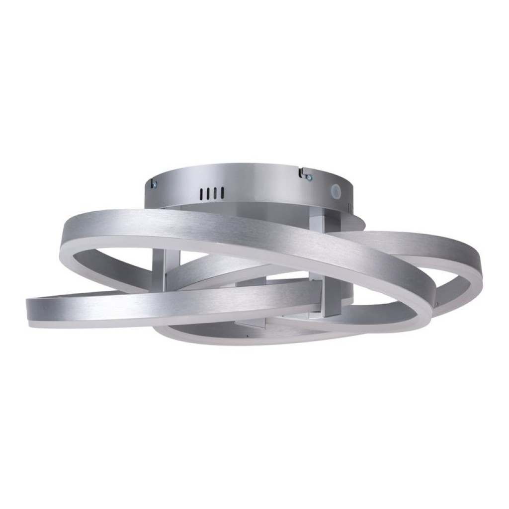 Smart Home LED ceiling light "Divora" Ø 58cm, ceiling lamp made of metal, aluminum brushed and white plastic, with many functions, firmly built -in LEDs, lighting for living room, dining room office or hallway