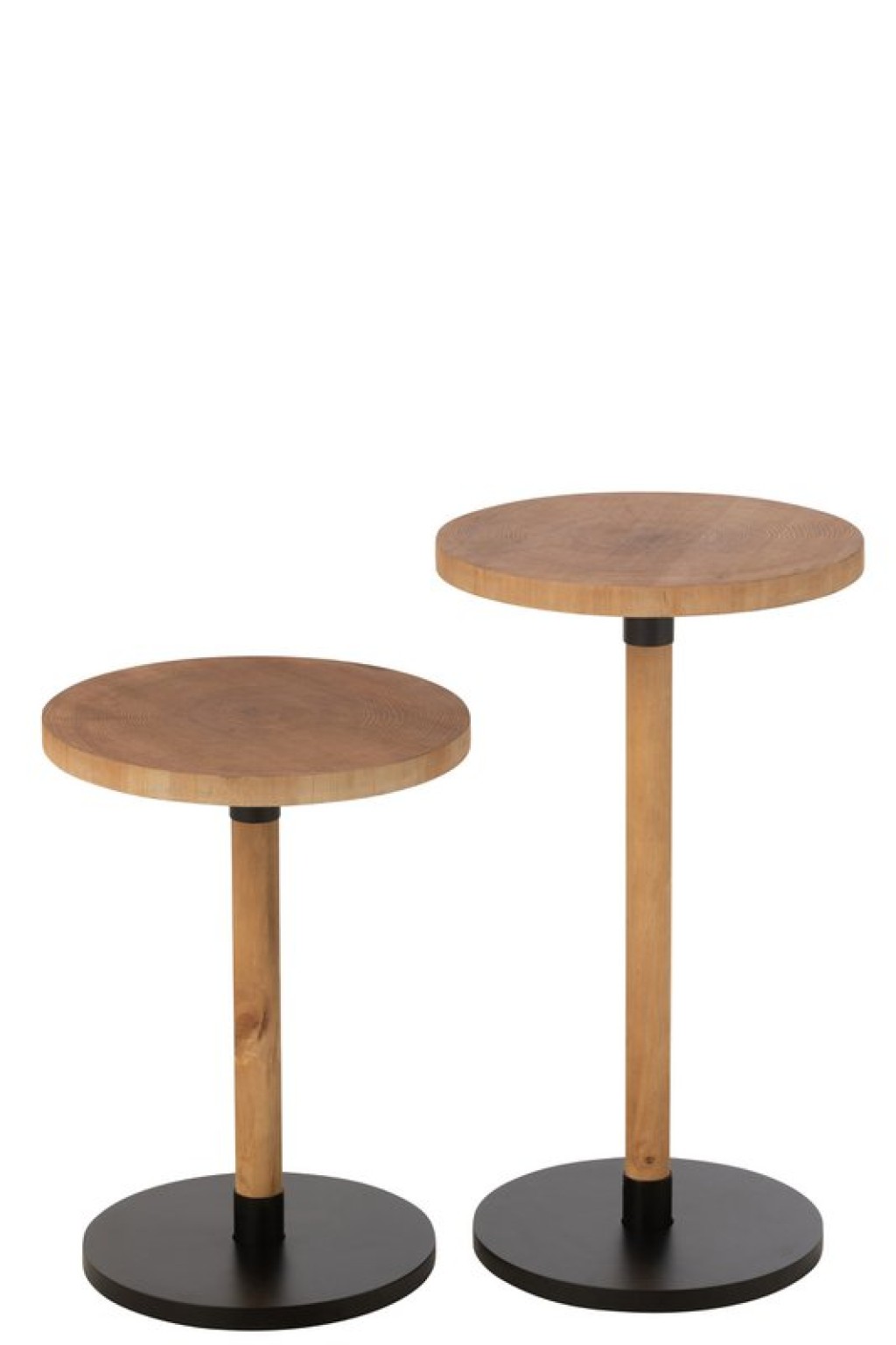 J-Line Set of 2 Side table Ron MDF/pine wood natural black