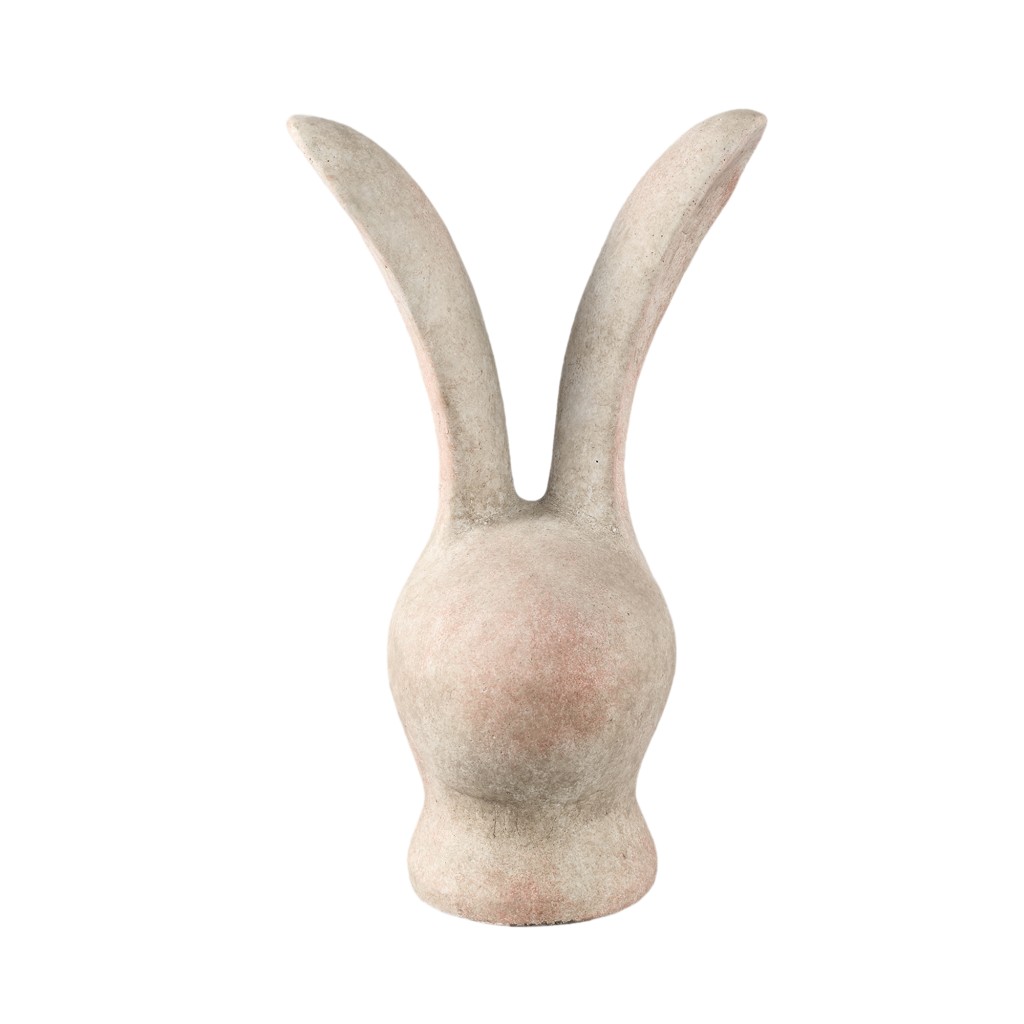 Remy Cream Cement Rabbit Head Shaped Statue L