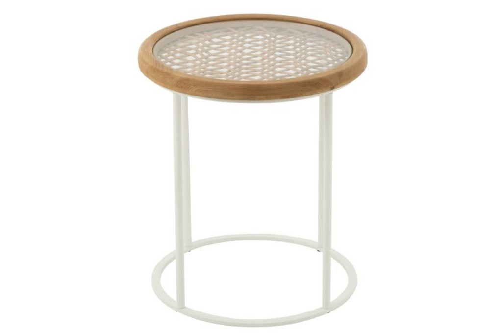 J-Line Side table Mati Spruce/Metal Natural/White