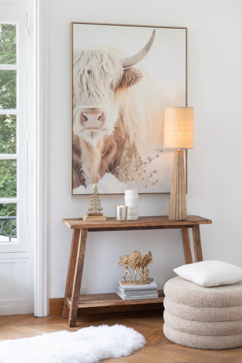 J-Line Console Square Recycled Wood Natural