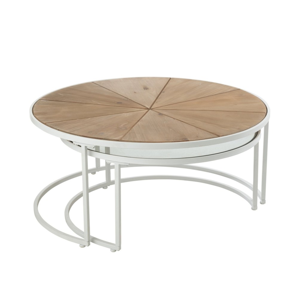 J-Line bijzettafel Relax - metaal/hout - wit/naturel