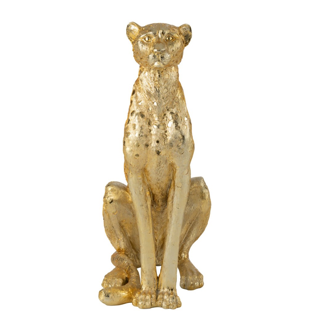 J-Line Luipaard Staand Polyresin Goudkleurig Large