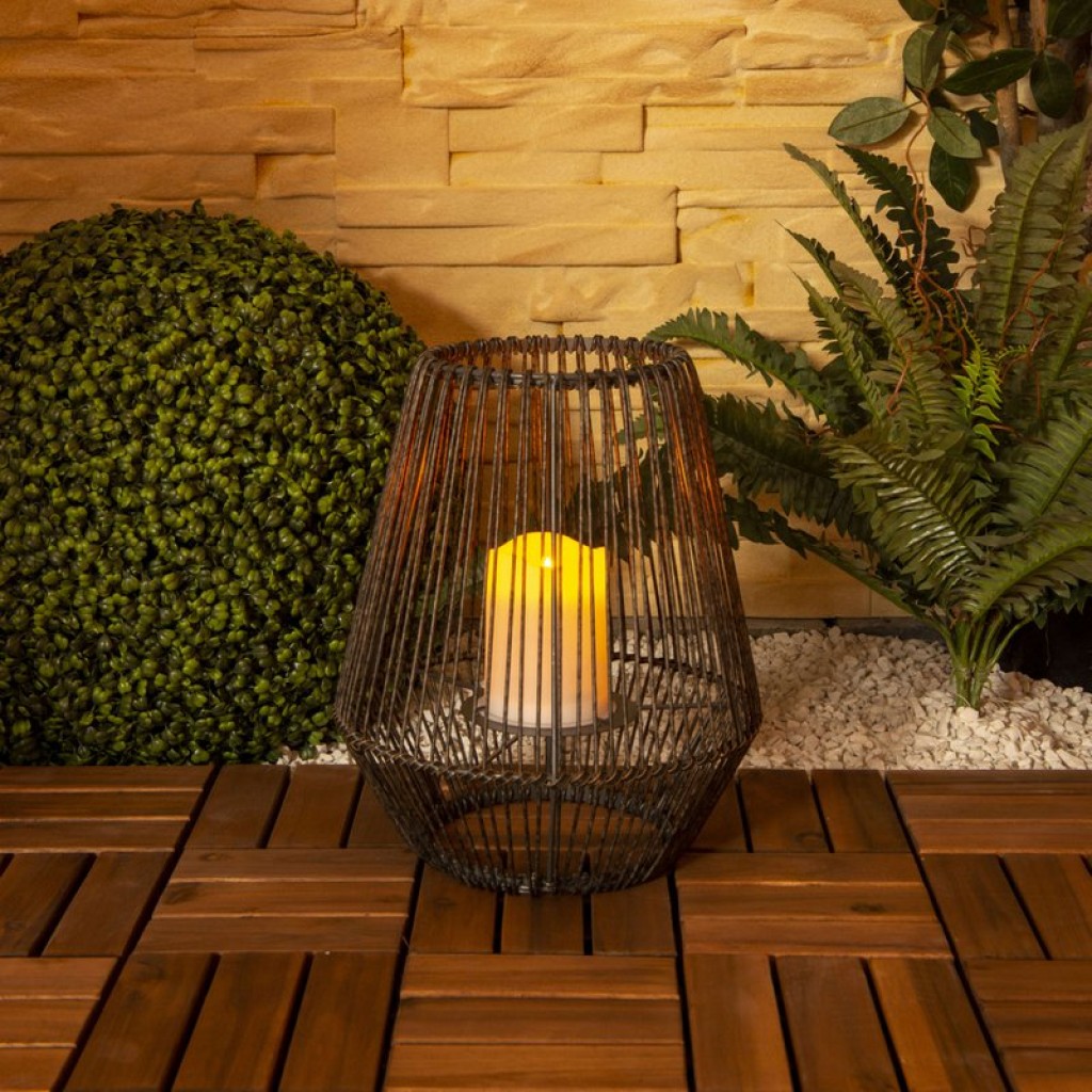 LED solar lamp "Plasto" Ø 26 cm outdoors made of brown metal and plastic