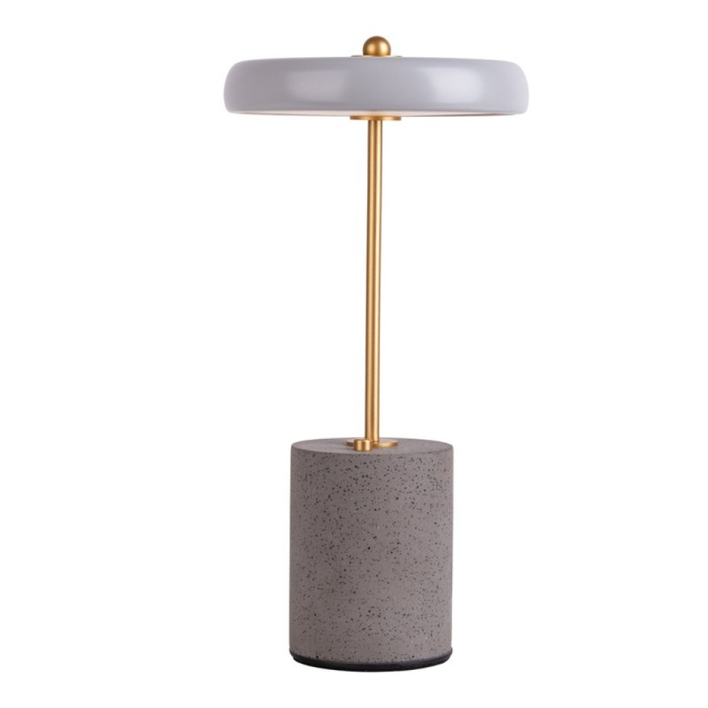 Akku Tischleuchte "SETA" grau 30 cm hoch aus Metall und Beton, mit fest verbauter LED