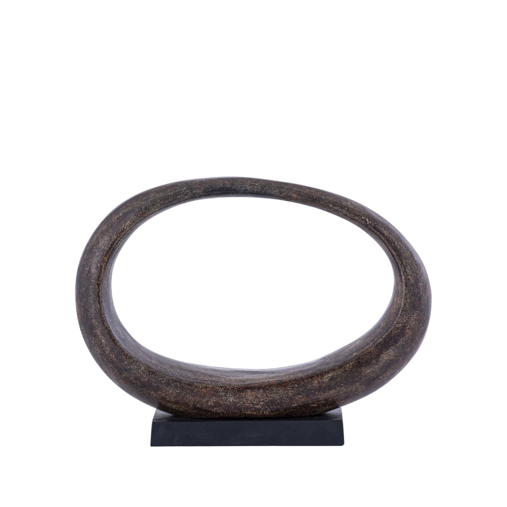 Rhubie Brown Oval Alu Casted Statue On Base Wide