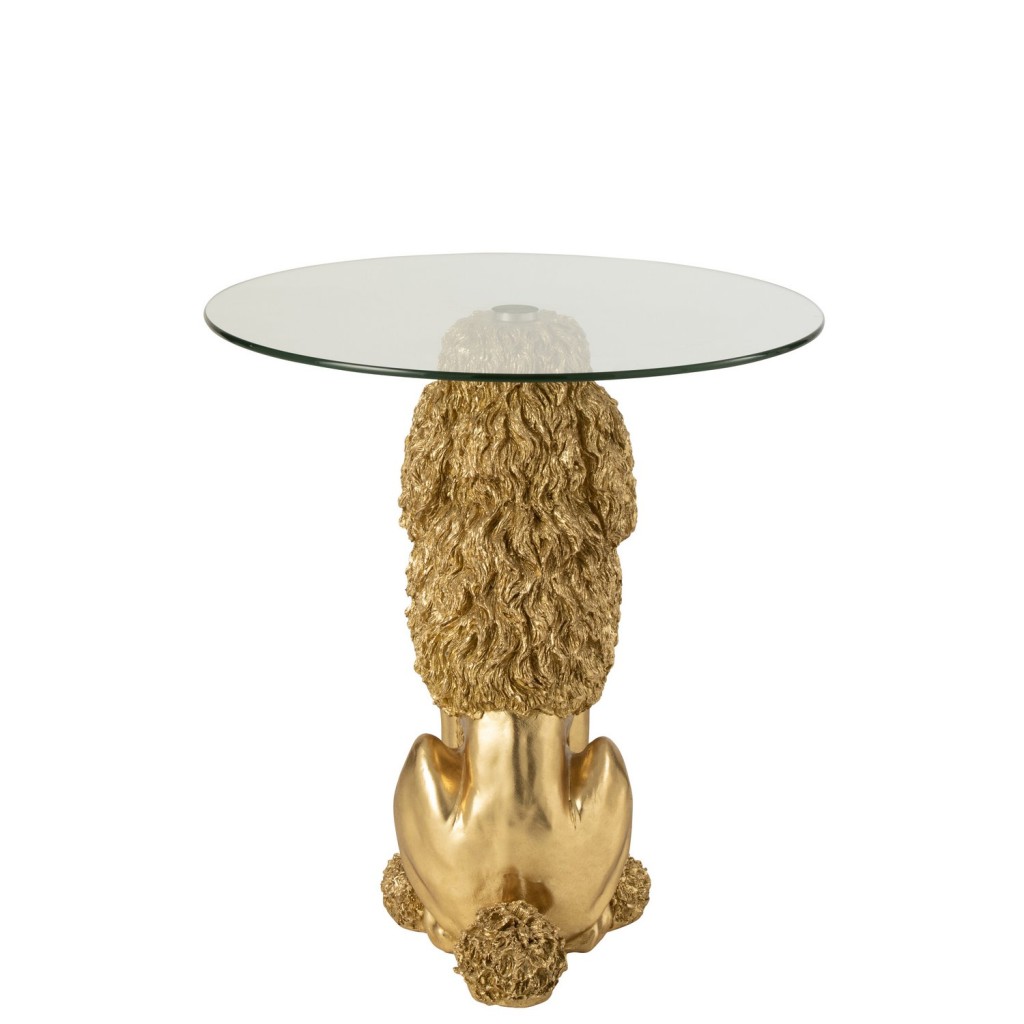 J-Line Bijzettafel Poedel Rond Polyresin Goudkleurig