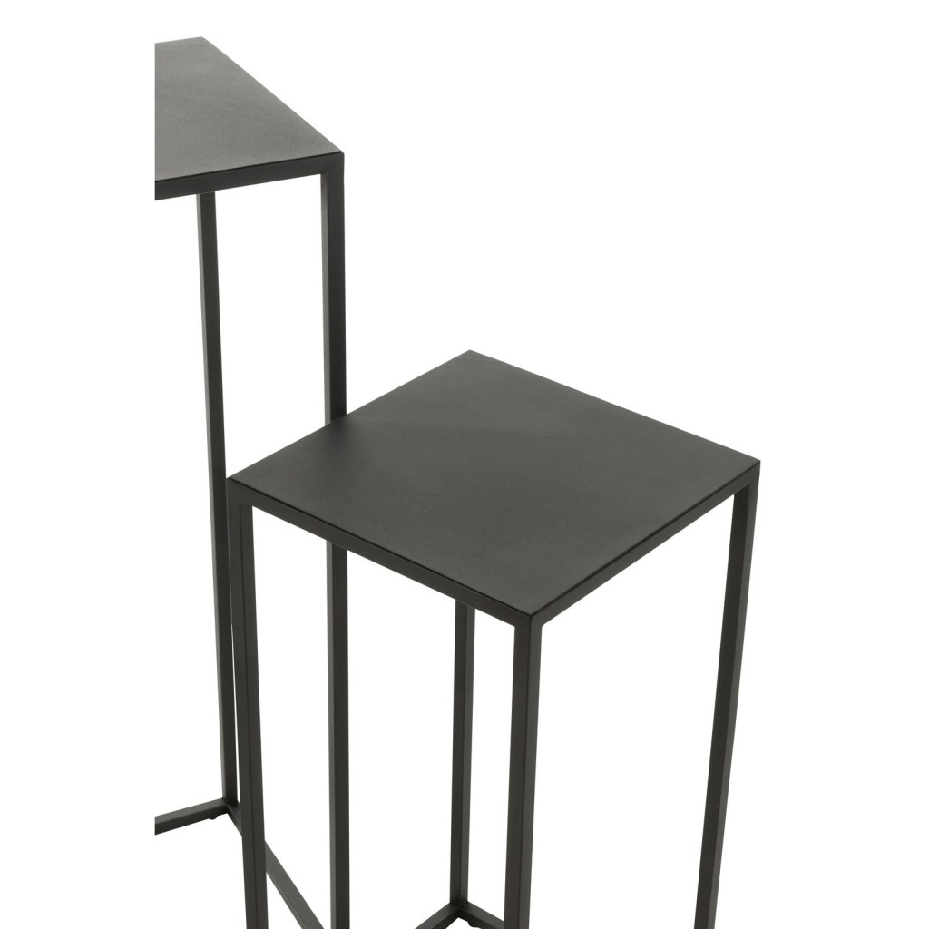 J-Line bijzettafel Vierkant - metaal - zwart -set van 2