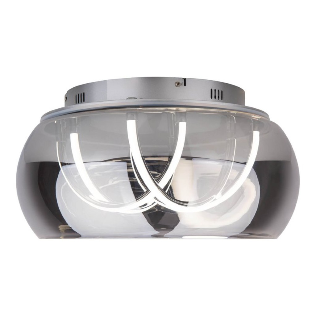 LED ceiling light "Malou" Ø 45 cm, 23.5 cm high, made of metal, smoke glass, integrated LEDs, warm white