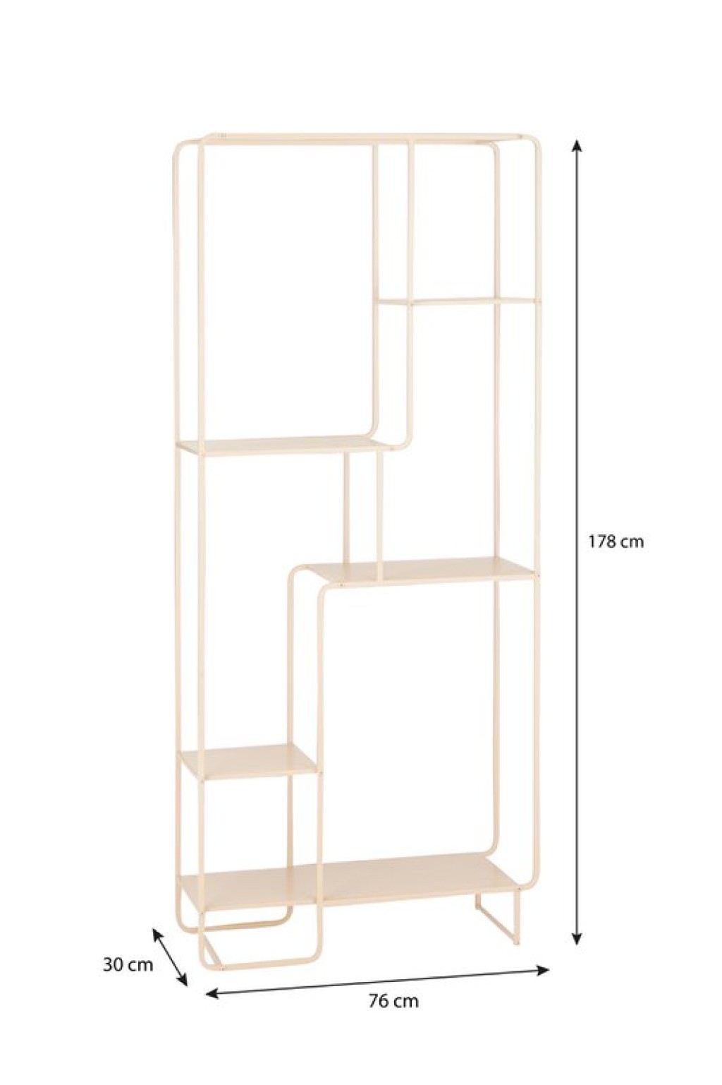 Jules Open Cabinet - L76 x B30 x H178 cm - Metal - Light brown