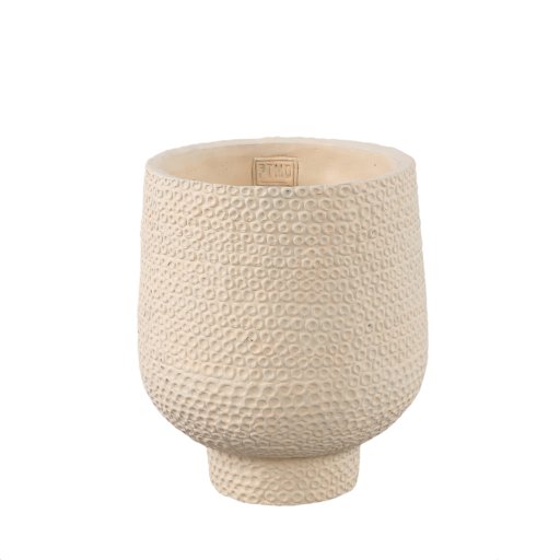Laim Cream Cement Round Pot Dots Pattern On Base L