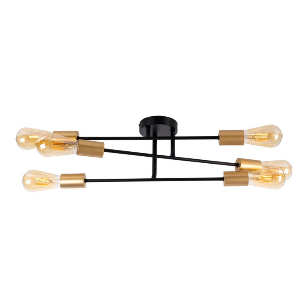 Ceiling light "Modo" 6-flame made of metal in black, versions gold, E27 socket, ceiling lamp for living room, dining room, kitchen, hallway, hallway or office with a Øvon 54.5 cm