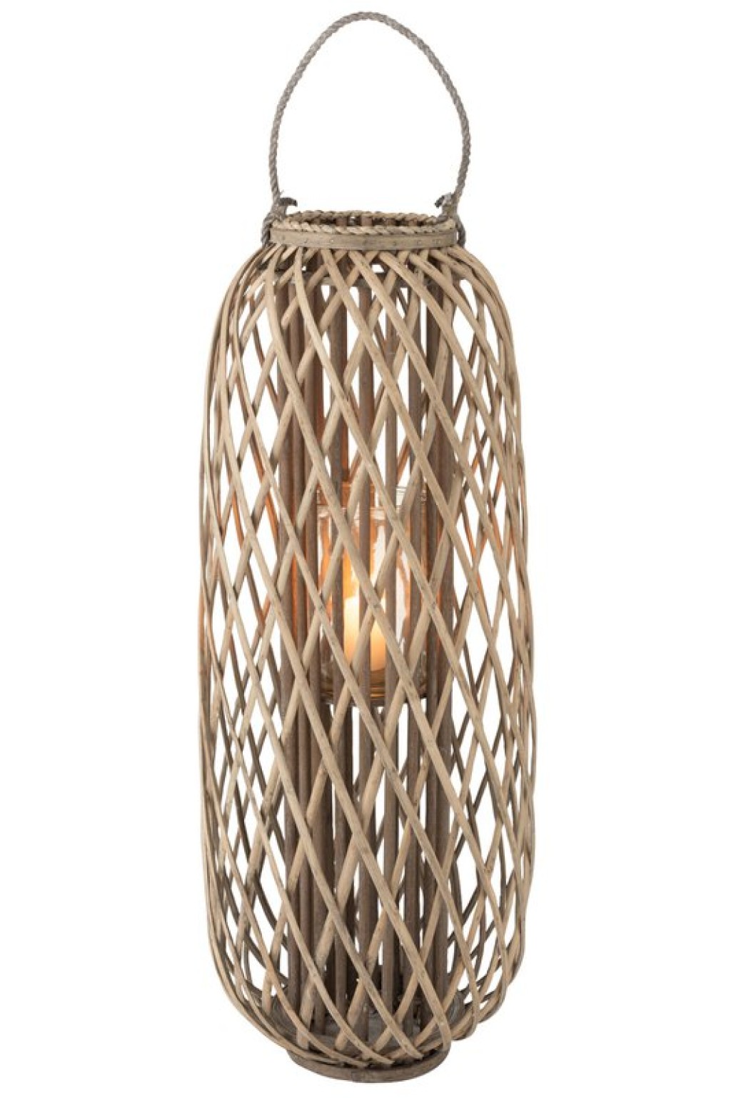J-Line lantern Willow - wood - gray - large