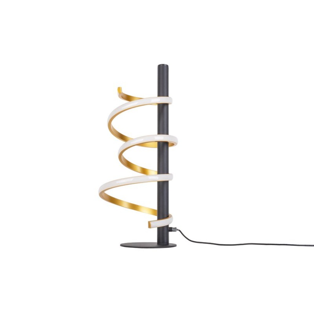 LED Tischleuchte "BELLEZA", moderne Tischlampe aus Metall und Kunststoff in Schwarz, Gold und Weiß, mit fest verbauten LEDs, 50 cm hoch, Beleuchtung für Wohnzimmer, Esszimmer, Schlafzimmer oder Büro.