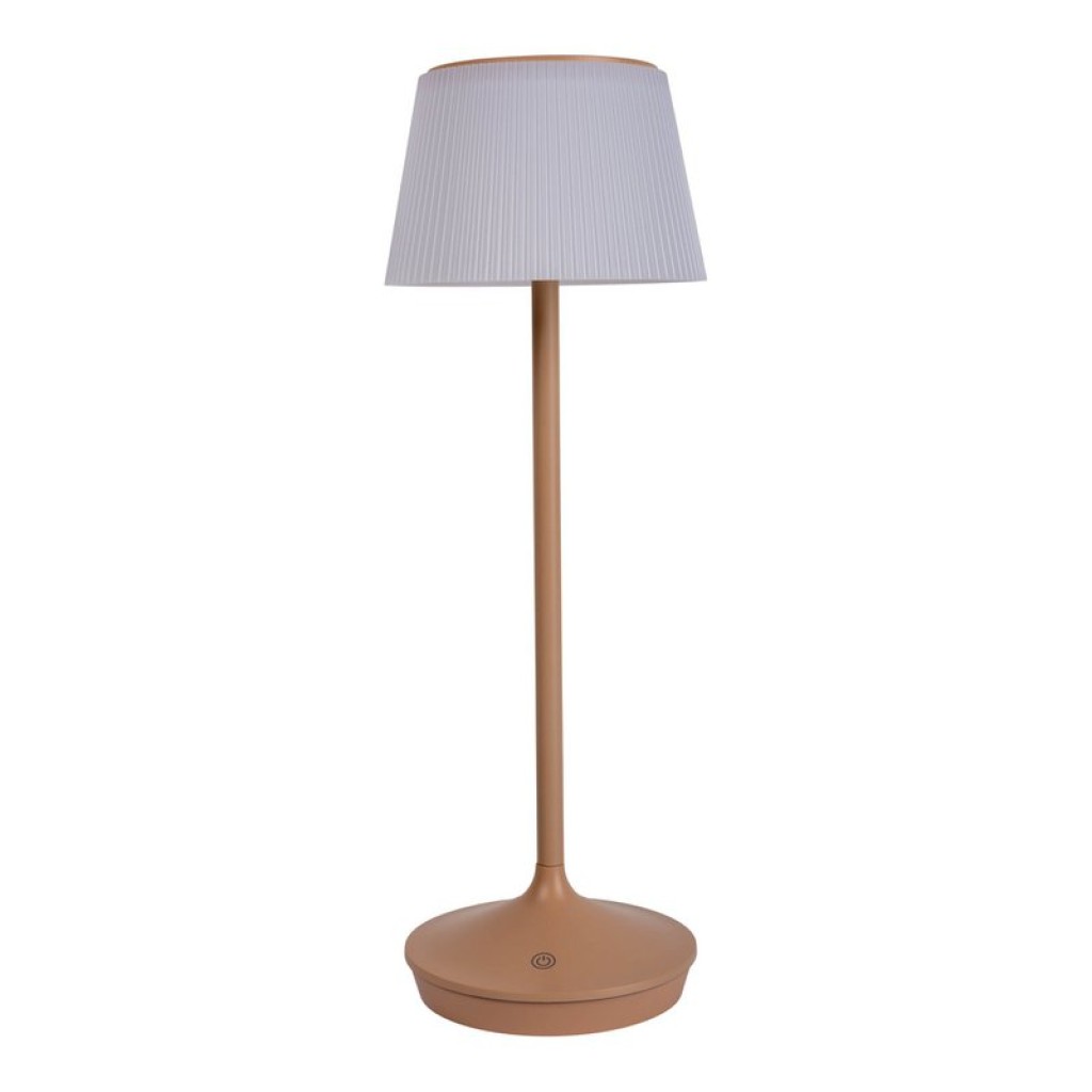 Solar battery lamp "Emmi" 38 cm high, umbrella Ø 13 cm, metal in almond and white plastic, for the outdoor area, dimmable CCT.
