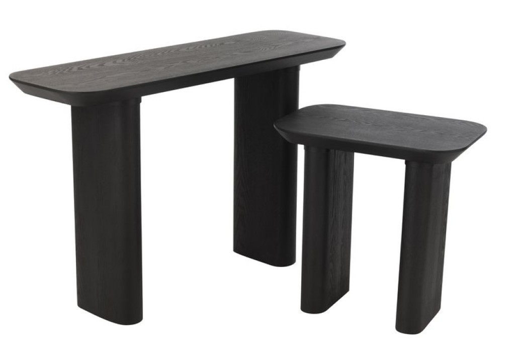 J-Line Console Large Veneer/Fir Wood Black