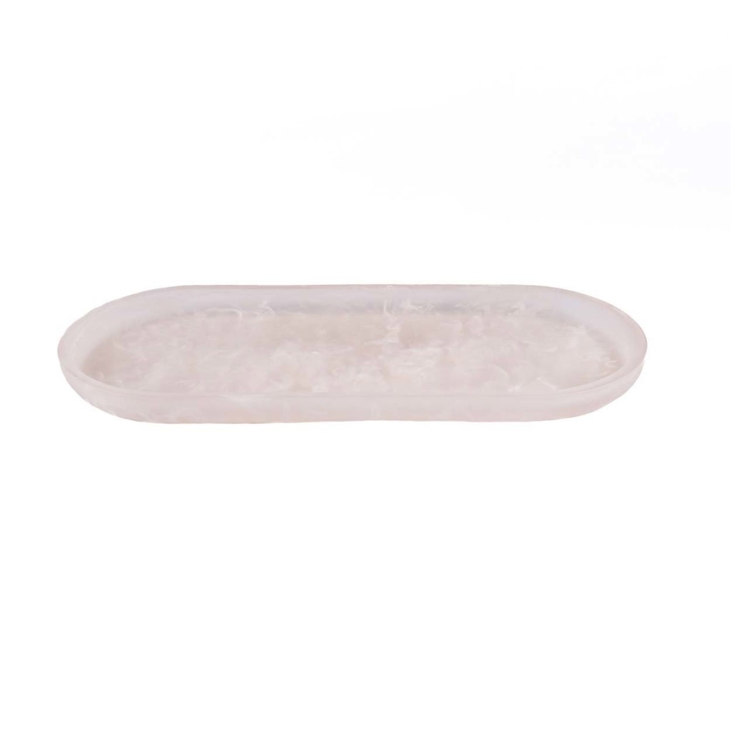 Het ovale bord van hars - roze wit