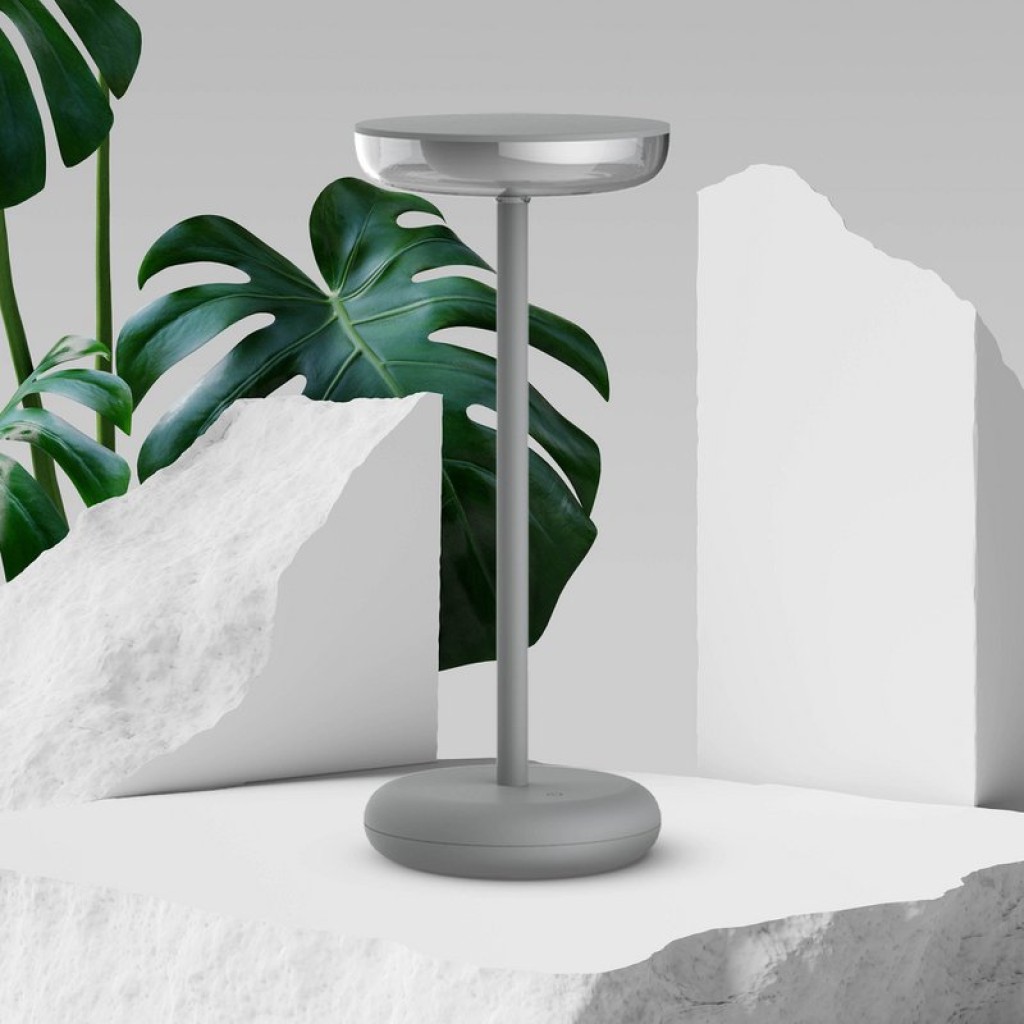 Battery light light "Pasi" for outside and inside, made of metal and plastic in gray, dimmable, with touch and memory function, approx. 26 cm high