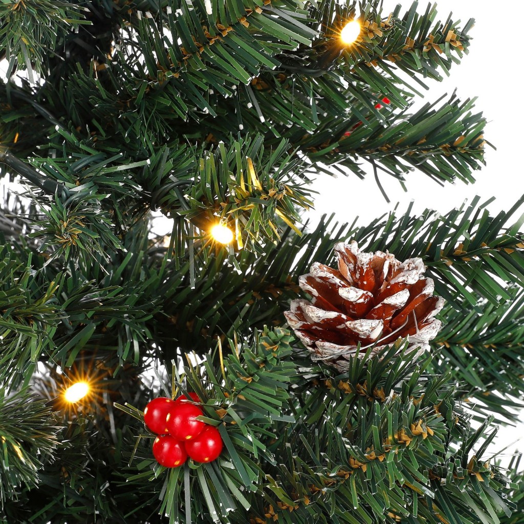 Creston Set van 2 Kerstbomen en 1 Krans met LED Verlichting - Groen