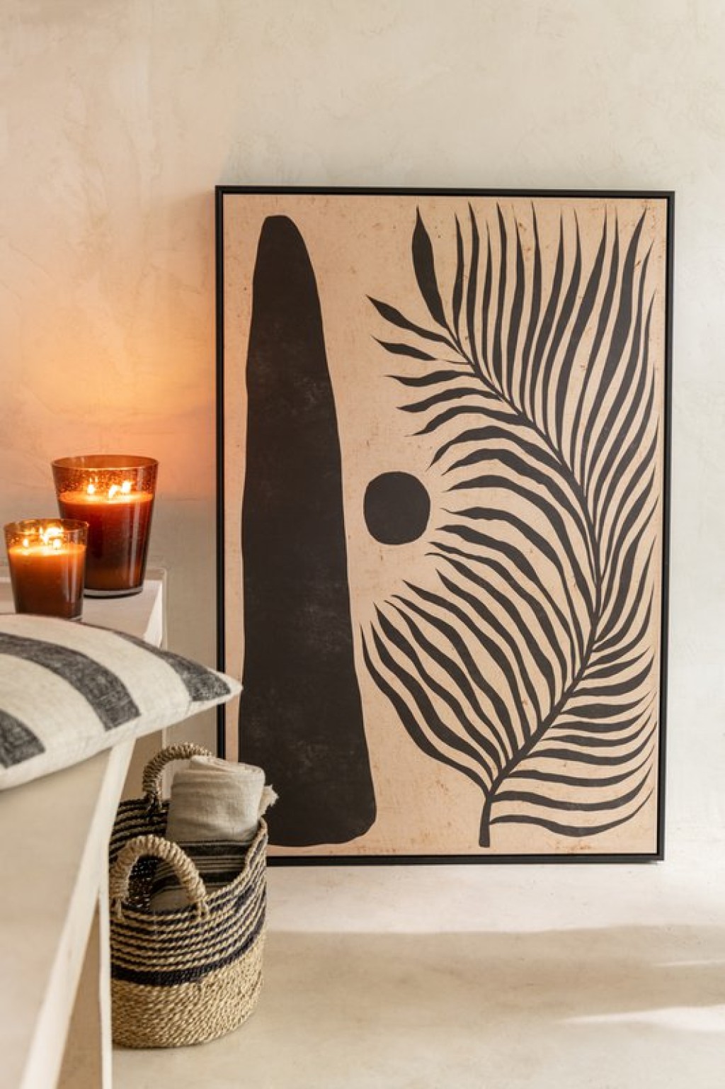 J-Line Frame Leaf Abstract Wood/Canvas Brown/Black