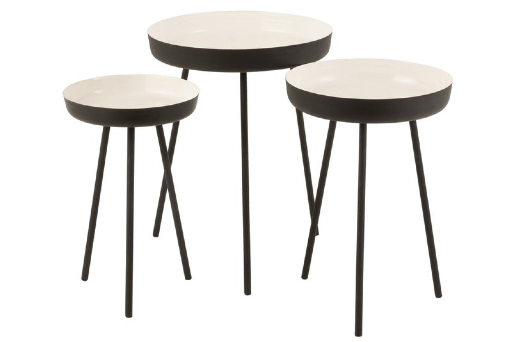 J-Line side table - metal - black/white - set of 3
