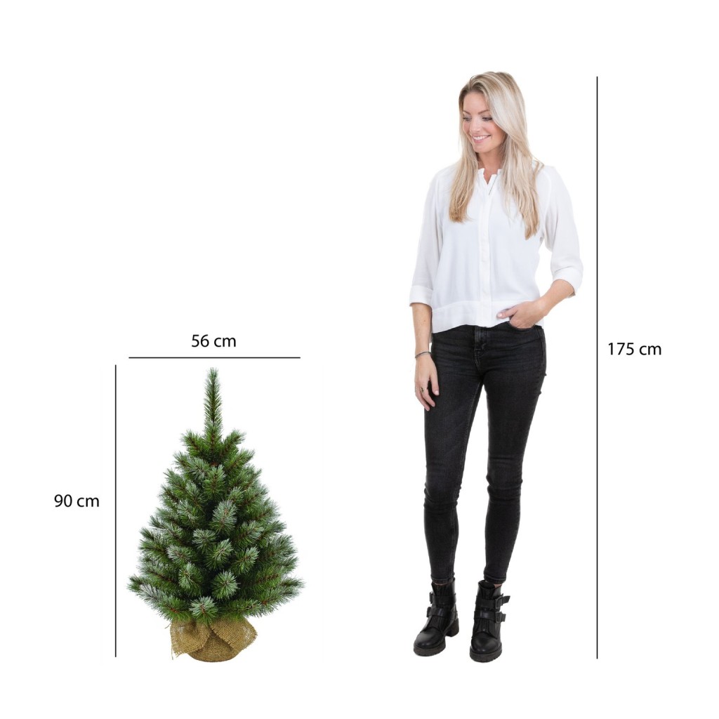 Pittsburgh Kunstkerstboom in Jute - H90 x Ø56 cm - Groen Frosted