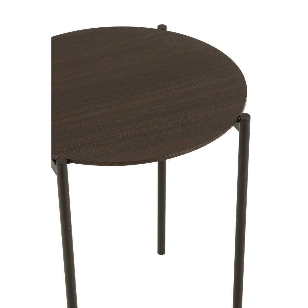 J-Line bijzettafel Rond - hout/metaal - donkerbruin - set van 6