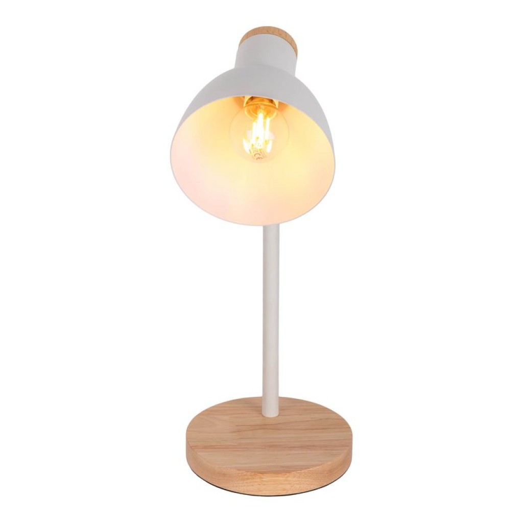 "Marie" desk lamp made of metal and wood, E14, white, 36.5 cm high