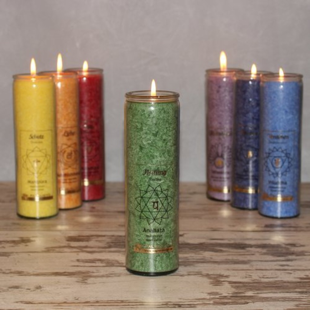 Anahata CHAKRA kaars, 30033, ca. 20 cm, GROEN