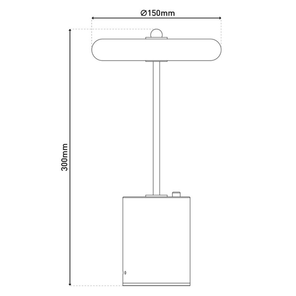 Akku Tischleuchte "SETA" schwarz 30 cm hoch aus Metall und Beton, mit fest verbauter LED