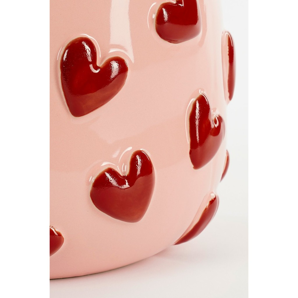 Hearts Vaas - H28 x Ø29 cm - Keramiek - Roze, Rood
