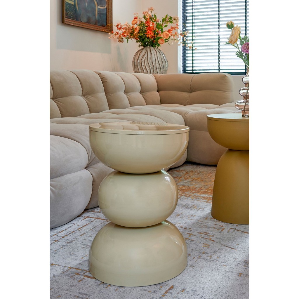 Luna Bijzettafel - H46 x Ø32 cm - IJzer - Beige