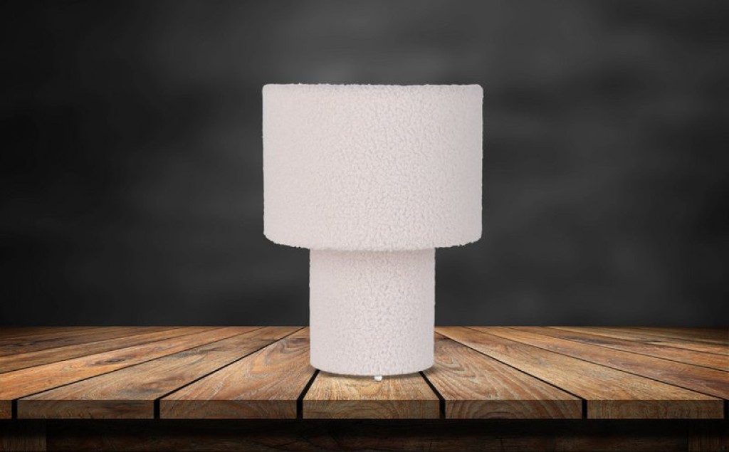 Table lamp "Fluffy" with text blades and foot in white, E27, approx. 31 cm high