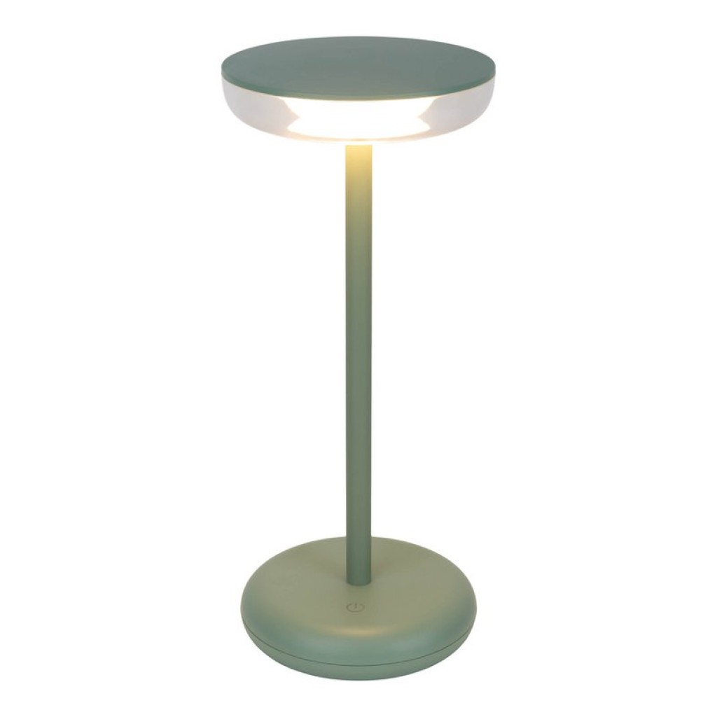 Cordless tablet light "Pasi" for outside and inside, made of metal and plastic in MINT, dimmable, with touch and memory function, approx. 26 cm high