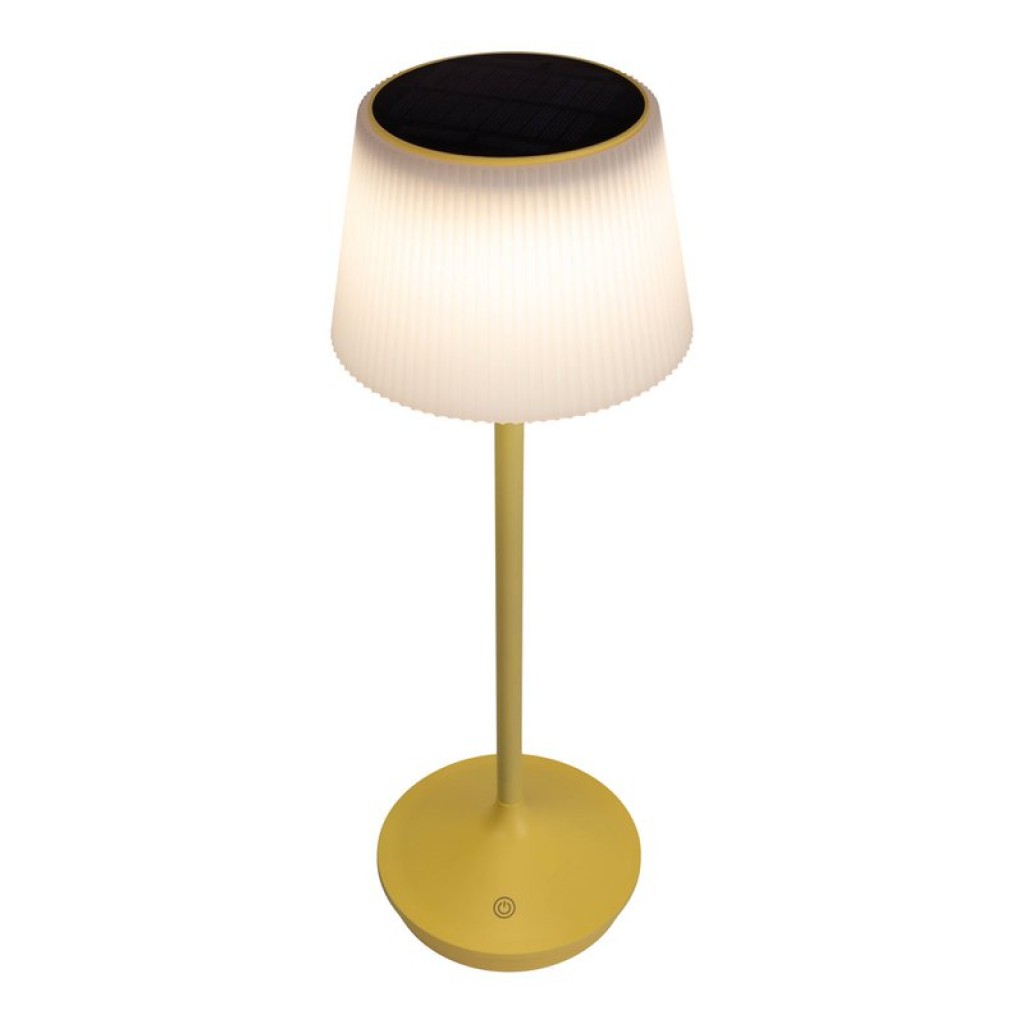 Solar battery lamp "Emmi" 38 cm high, umbrella Ø 13 cm, metal in yellow and white plastic, for the outdoor area, dimmable CCT.