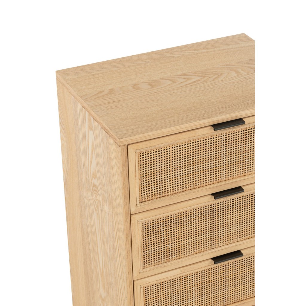 J-Line kast 5 Lades - hout/metaal - naturel/zwart