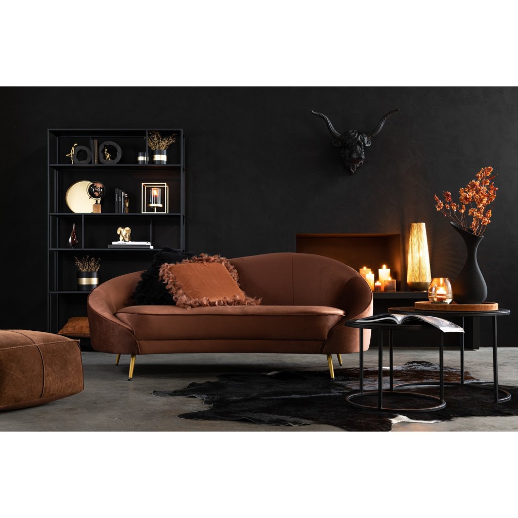 J-Line tapijt Koeienvel - leer - zwart/wit