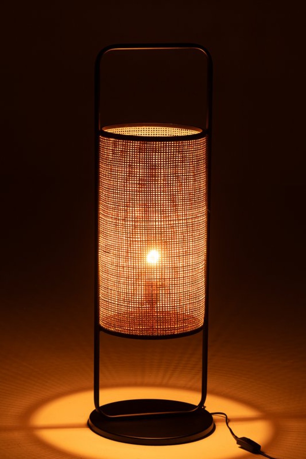 J-Line Table Lamp Elton Metal/Ratan Black/Natural Large