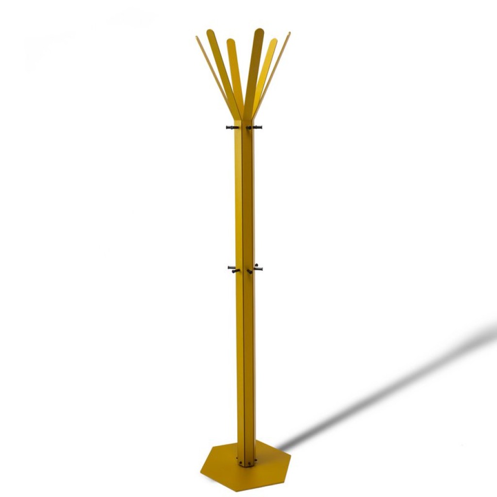 Gorillz Molto - Industrial - Standing Coat Rack - 14 Coat Hooks - Yellow