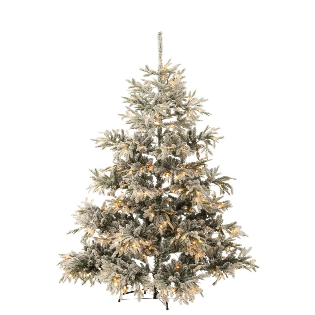 J-Line Kerstboom 420 Led Besneeuwd Kunstmatig Donkergroen/Lichtgrijs Large