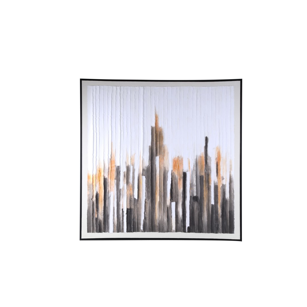 Gustas Brown Framed Wallpanel Poly Strips Square