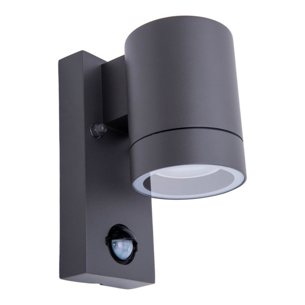 Outside wall lamp "Romb" with motion detector, anthracite -colored aluminum, timer, changeable lamp, 7 x 12.5 x 16.4 cm