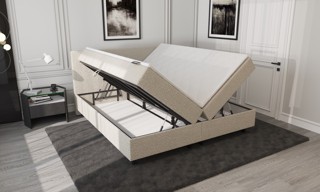 Mörgenn Opberg Boxspring Bouclé Beige 140x210