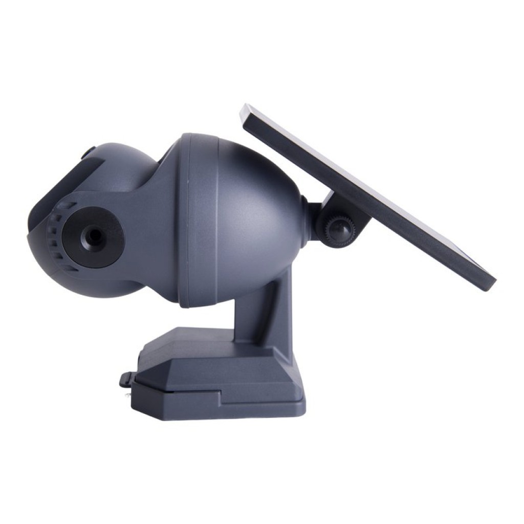 LED solar exterior wall lamp "Moho" with motion detector and security camera fold, wall light made of plastic in gray, with integrated LED