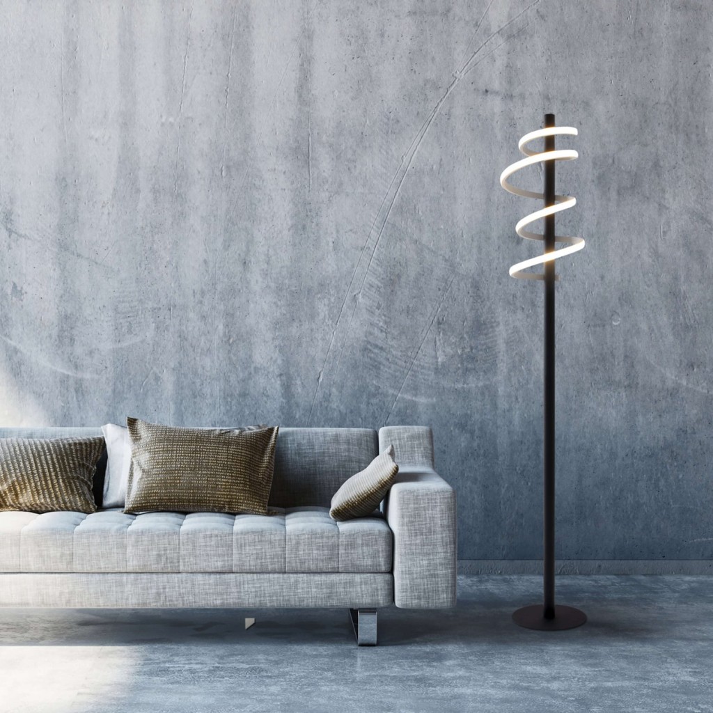 LED staande lamp "Belleza", moderne vloerlamp gemaakt van metaal en plastic in zwart en wit, met stevig ingebouwde LED's, 140 hoog, verlichting voor woonkamer, eetkamer, slaapkamer of kantoor.