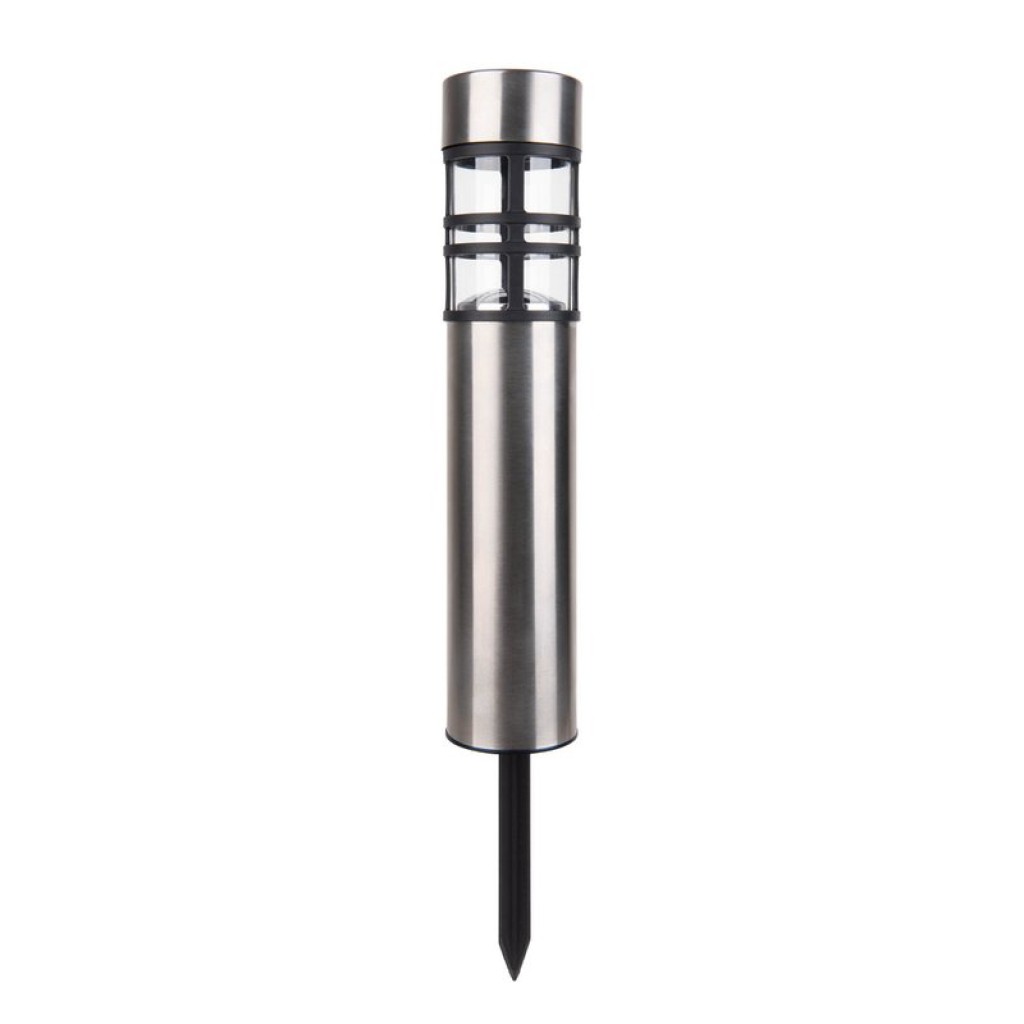 Solar decorativespieß "Bobby" in the 3 Set, Ø 6.2 cm, 42 cm high, metal in steel-blank, plastic, integrated LEDs warm white